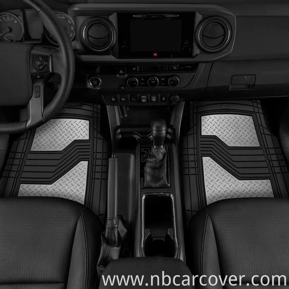 Heavy Duty Rubber Floor Mats for Car SUV Truck & Van-All Weather Protection, Front & Rear with Heelpad & Anti-Slip Nibs Backing, Trim-to-Fit